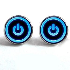 5 for $20 📢 NWOT Humorous Power Button Glass Photo Computer Whiz Stud Earrings
